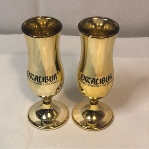 Excalibur Las Vegas Shot Glasses Glass Gold Two